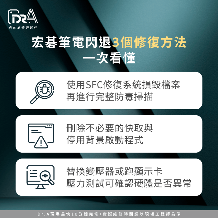 宏碁筆電閃退修復技巧-宏碁筆電閃退