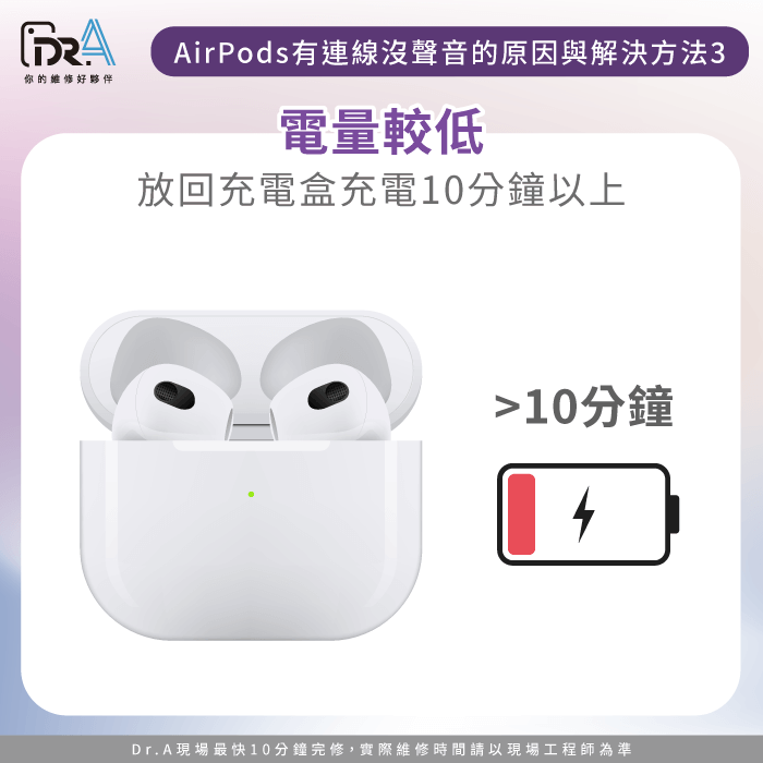 電量較低-AirPods有連線沒聲音