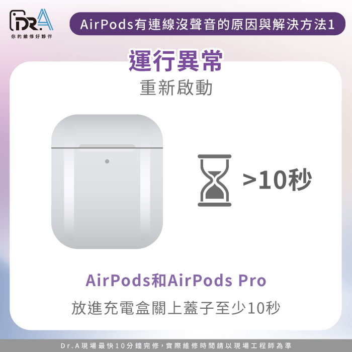 重新啟動AirPods-AirPods有連線沒聲音