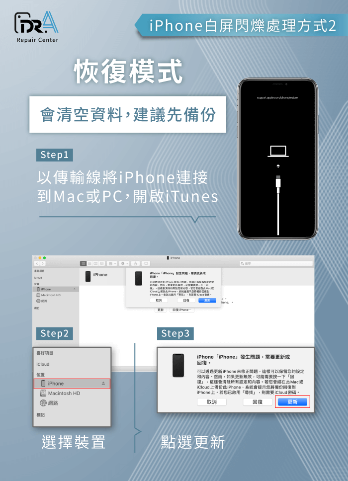 使用恢復模式-iPhone白屏