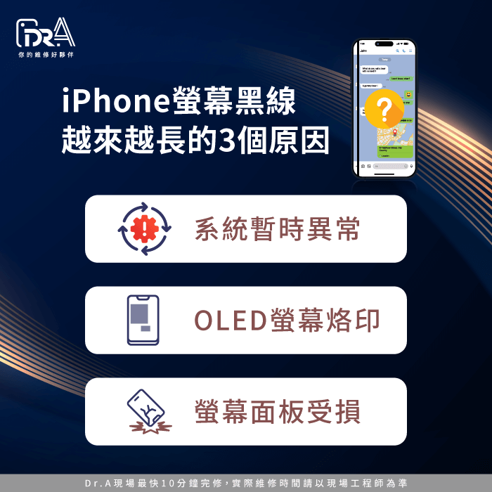 iPhone螢幕黑線越來越長原因-iPhone螢幕黑線