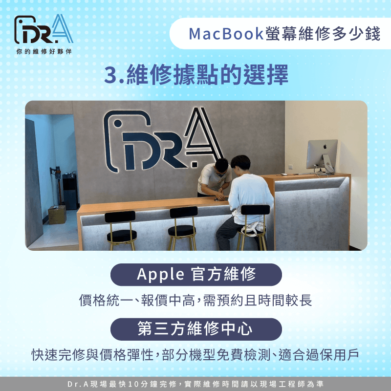 維修據點影響總費用-MacBook螢幕維修多少錢