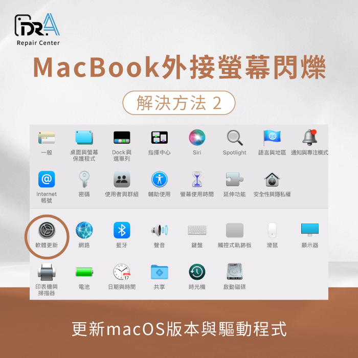 更新macOS版本與驅動程式-Mac外接螢幕閃爍